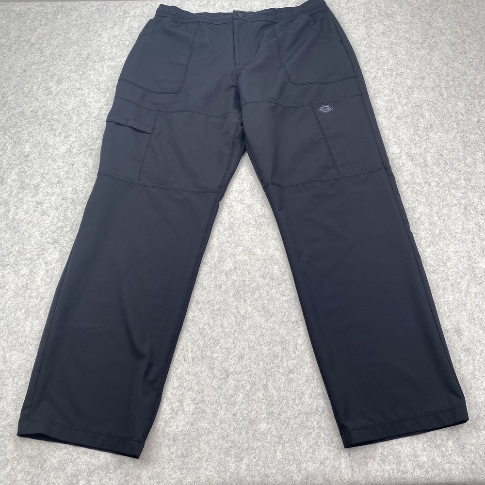 Dickies Scrub Pants Mens XL (36x31) Black Medical Cargo Stretch Workwear